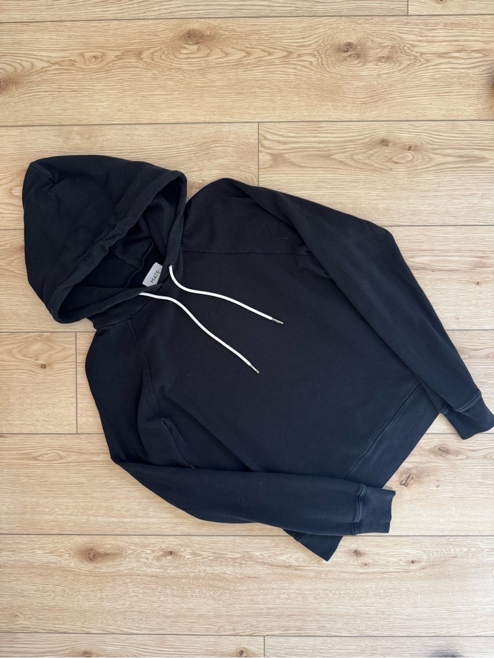 mate the label black organic cotton hoodie sweatshirt size small